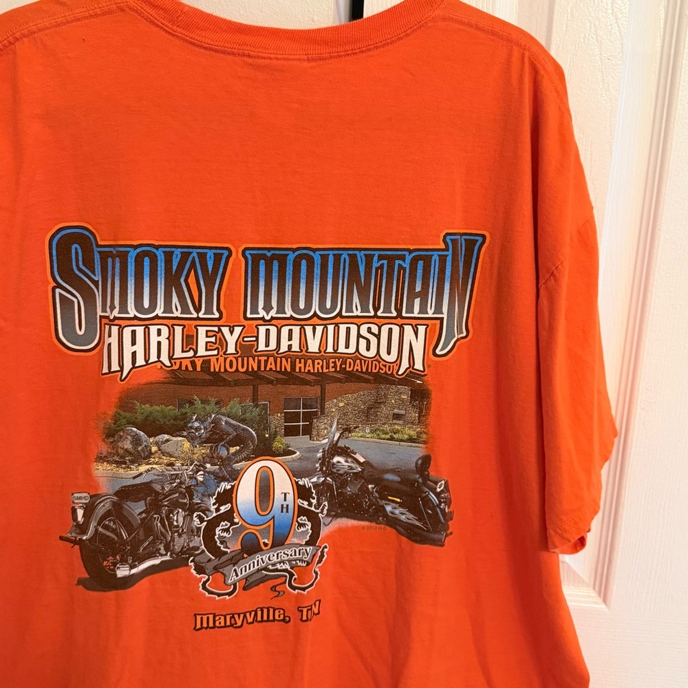 Harley-Davidson Smokey Mountain Maryville Orange Graphic T-Shirt 9th Anniversary